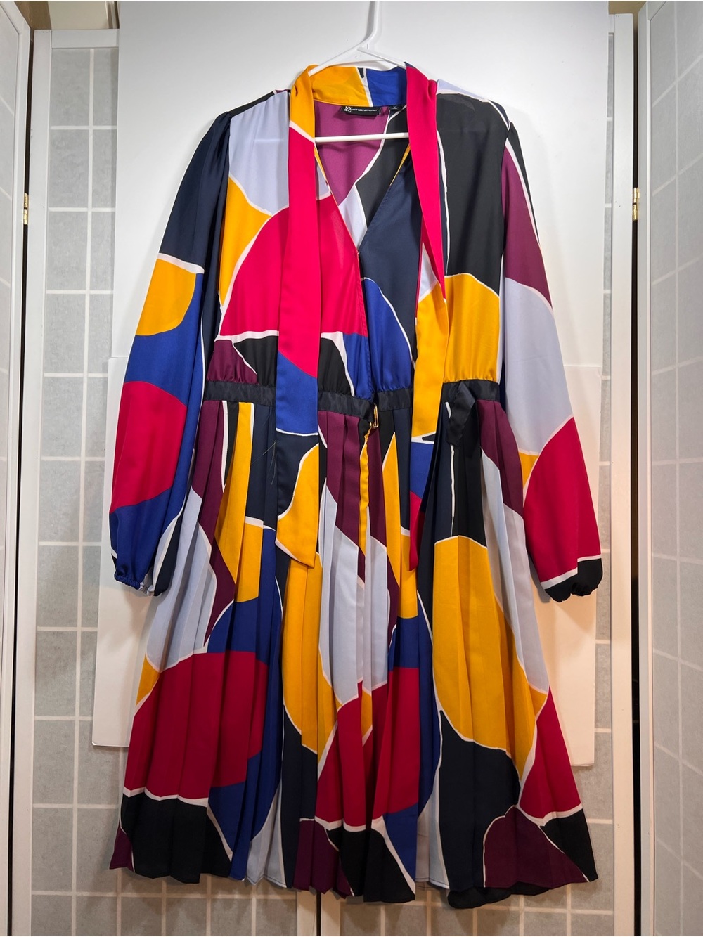 Whimsical Multicolor Pleated Fit-and-Flare New York & Company Dress